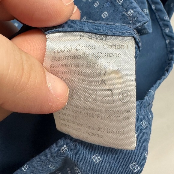 Lacoste Slim Fit Blue Patterned Long Sleeve Button Down Shirt Mens Size XL FR 6 - Picture 7 of 7